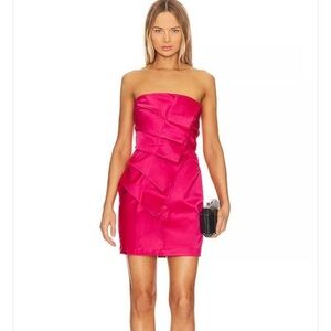 A.L.C. Talita Fushia Pink/Manzanita Strapless Mini Dress | 6